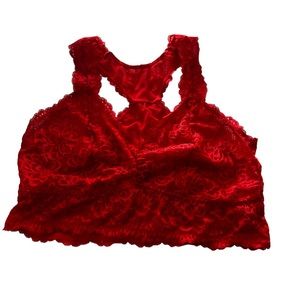 Torrid Size 2 Lace Red Lace Wireless Bralette Torrid Curve